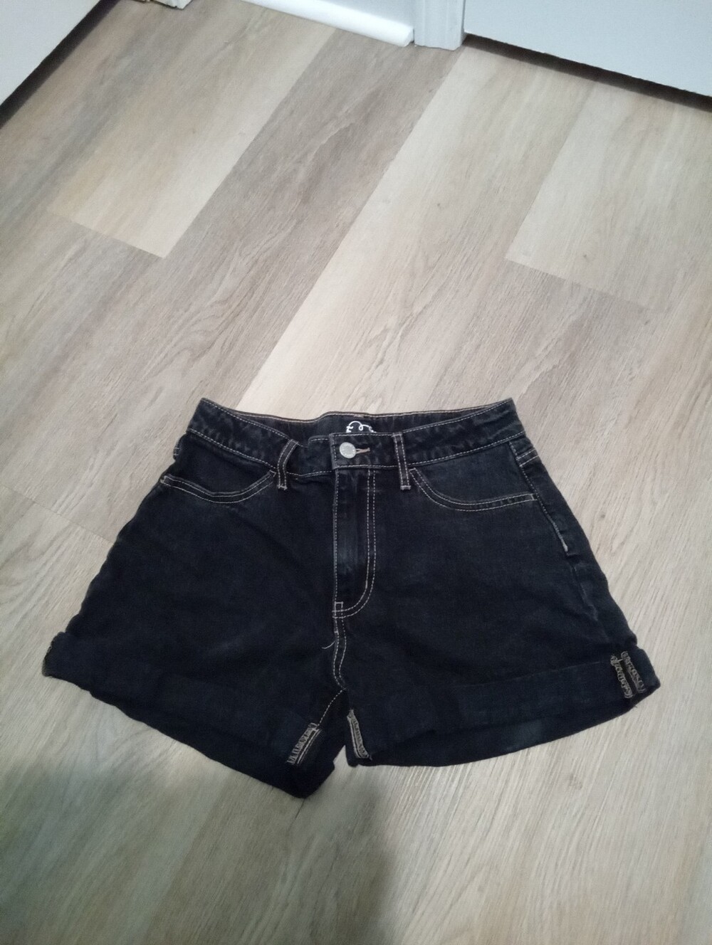Kids art class Girls Size XL 14 Black High-Rise Denim Shorts with Cuffed Hem